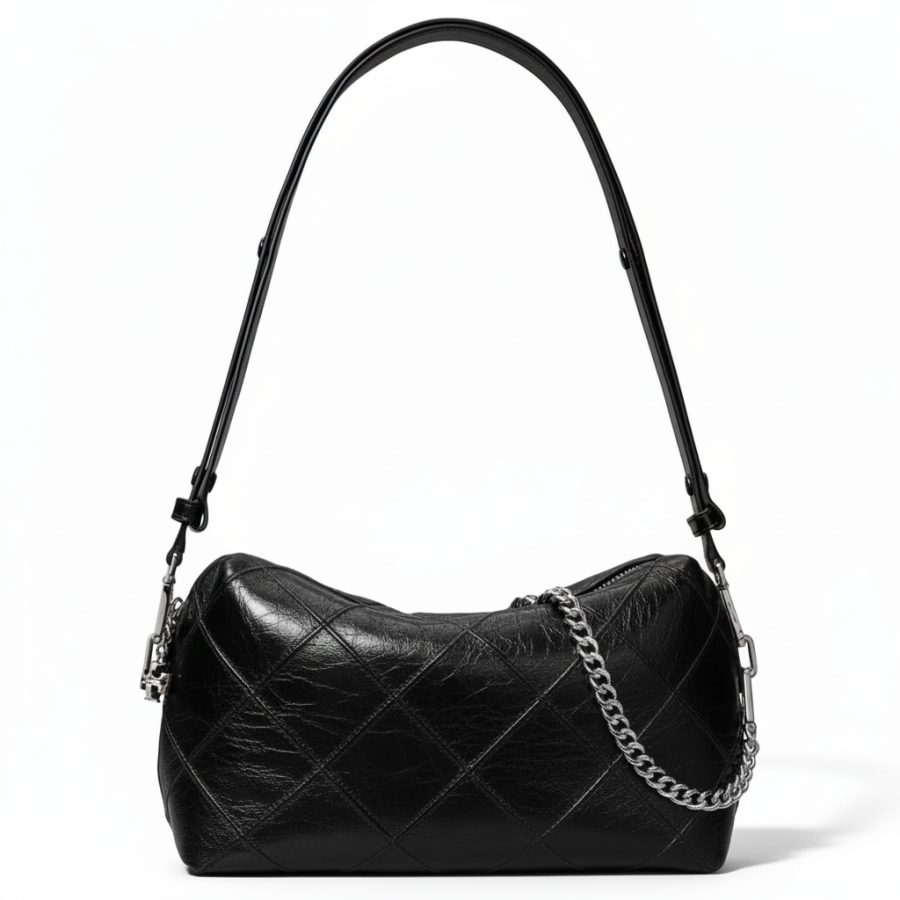 TORY BURCH Fleming Sheepskin Shoulder Bag Large Women's Black