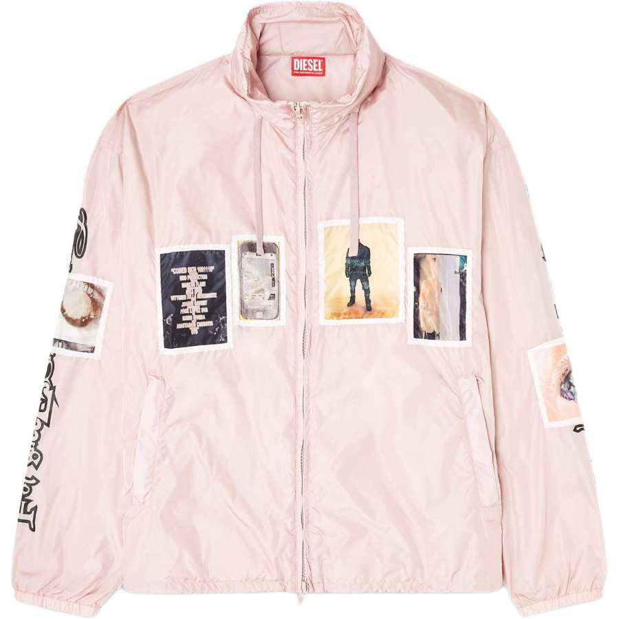 DIESEL DIESEL Jackets Men's Pink Turtleneck Moderate A Line