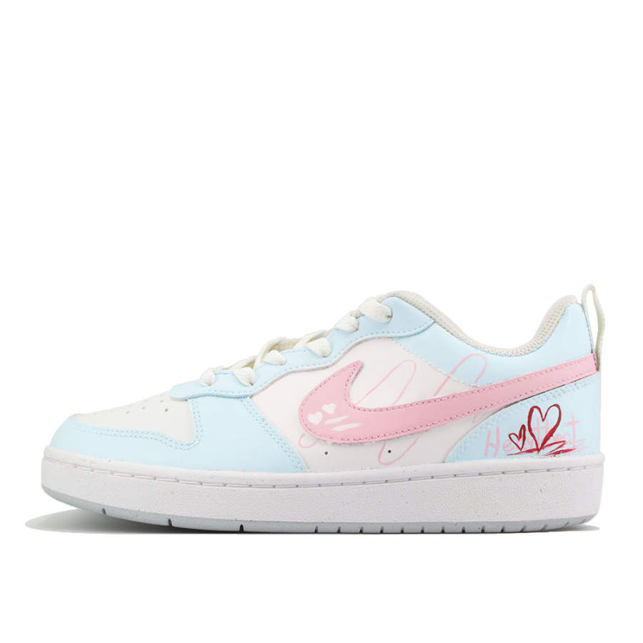 Nike Nike Court Borough Seven Point Adjustment, Heartbeat Trajectory Low top Kids' Skateboarding Shoes Blue Pink Teenagers