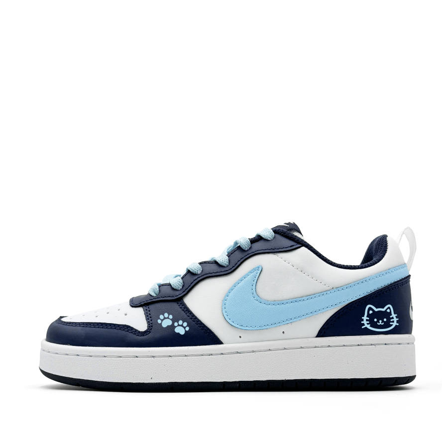 Nike Nike Court Borough Blue Cat Synthetic Leather Abrasion Resistant Low top Kids' Skateboarding Shoes Blue Teenagers