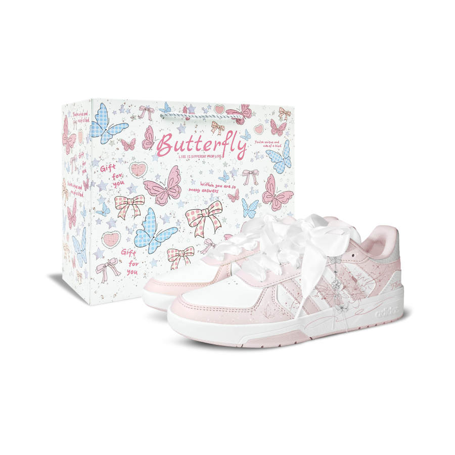 Adidas Adidas COURTBEAT Under The Moon And Flowers BOX Synthetic Leather Low top Skateboard Shoes Unisex Pink White