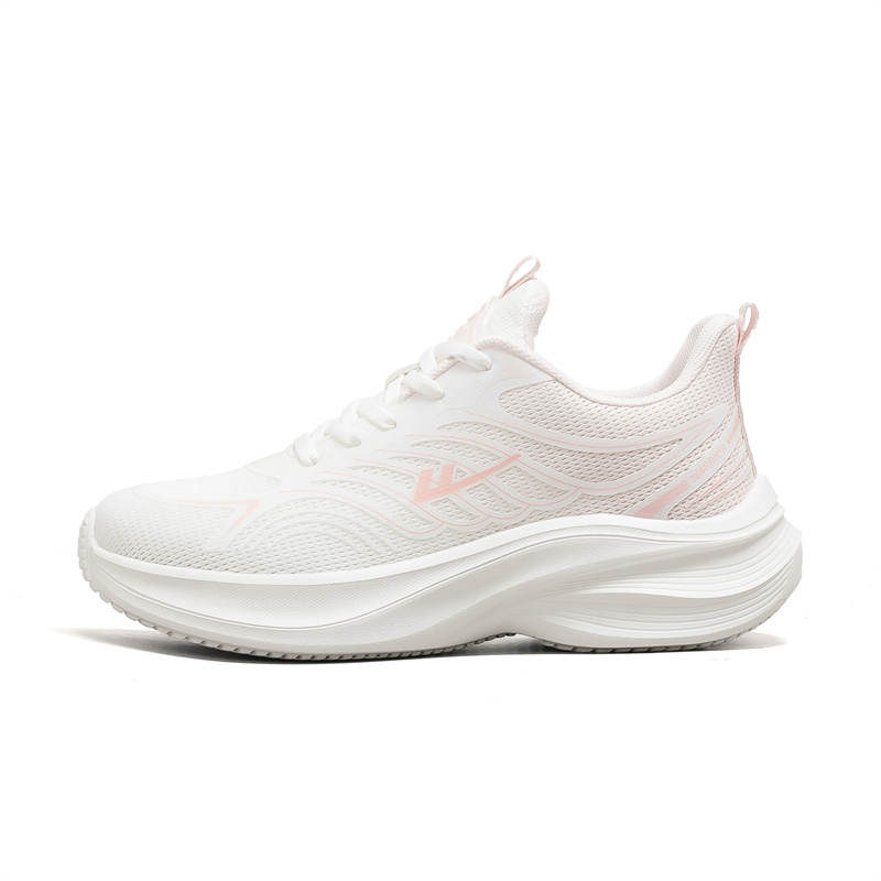 WARRIOR Textile, Synthetic Leather Cushioning Abrasion Resistant Lightweight Low top Running Shoes Women's White Pink