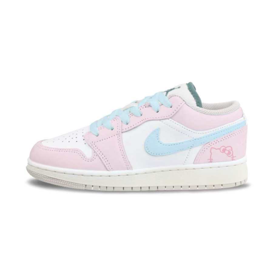 Jordan Jordan Air Jordan 1 Cloud Pink Cat 2.0 Leather Abrasion Resistant Low top Children's Basketball Shoes Pink Unisex