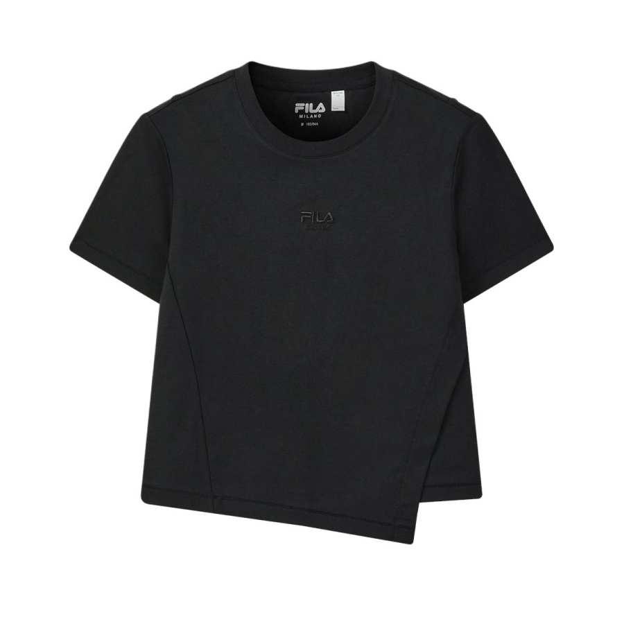 FILA MILANO T Shirts Women's Jet Black Crew Neck Moderate Straight Fit