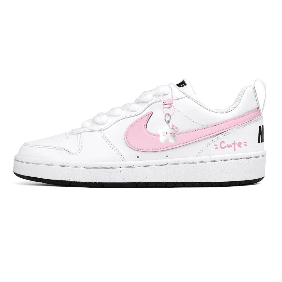 Nike Nike Court Borough Steam Rose, Star Sugar Kitten Abrasion Resistant Low top Skateboard Shoes White Pink Teenagers