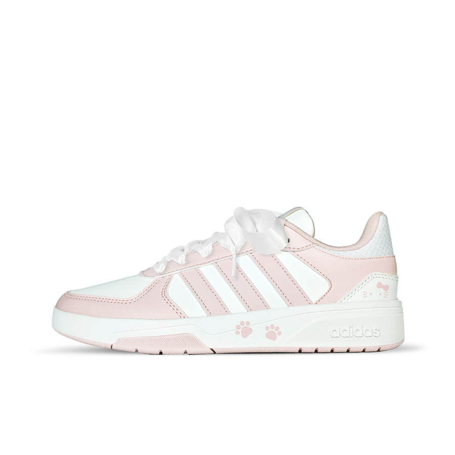 Adidas Adidas COURTBEAT Pink Cat Paw Synthetic Leather Slip Resistant Cushioning Abrasion Resistant Low top Skateboard Shoes