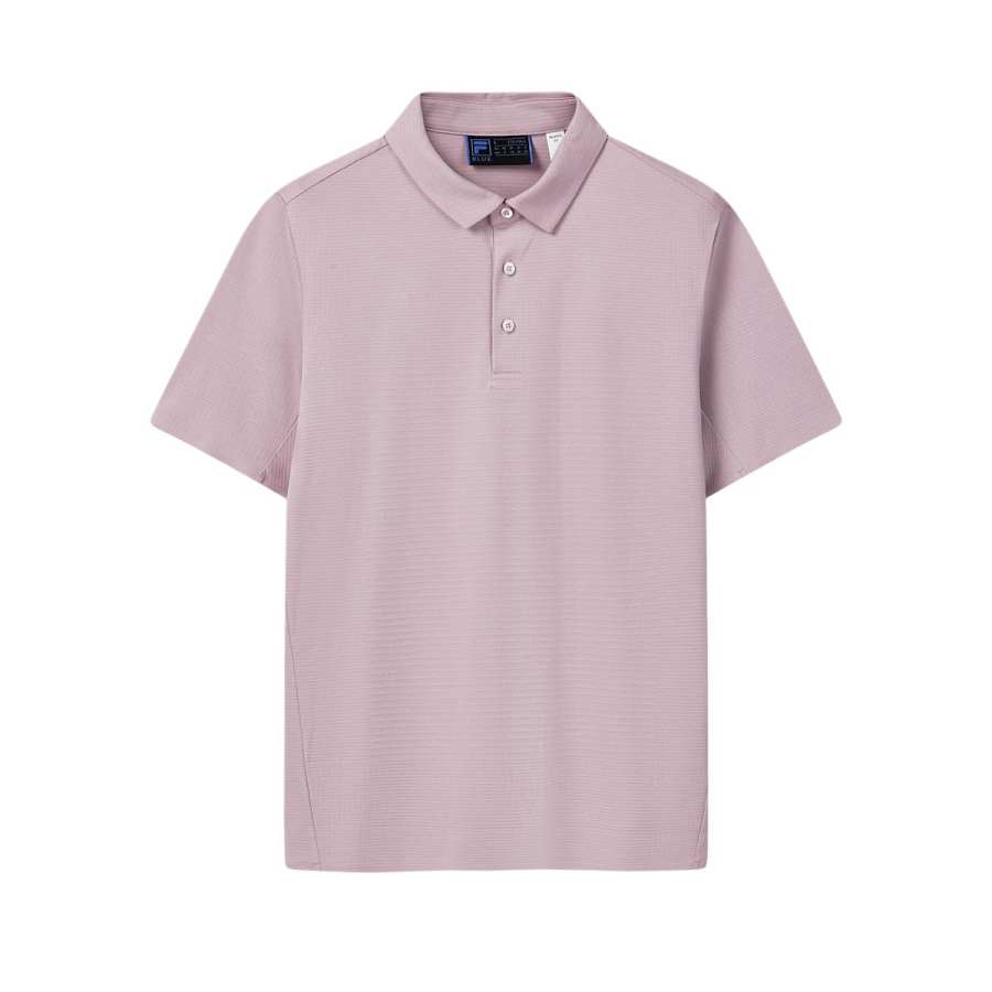 FILA BLUE Polo Shirts Men's Cherry Blossom Pink Purple Polo Collar Moderate