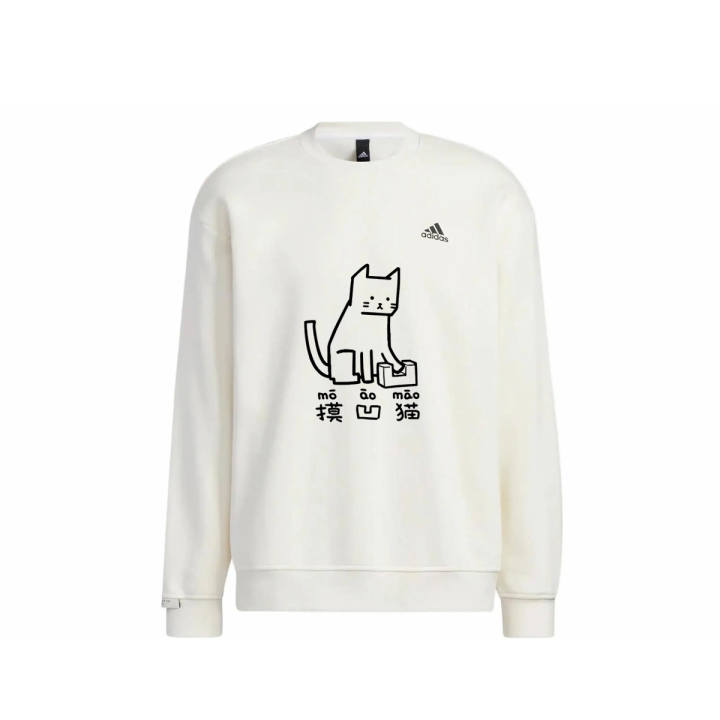 Adidas Adidas LABEL Sweatshirts Unisex White Crew Neck Moderate Regular