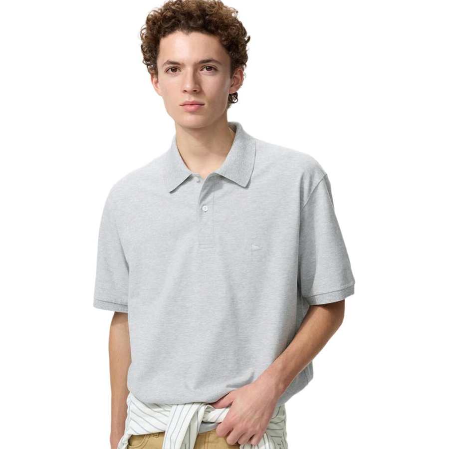 UNIQLO Polo Shirts Unisex Gray Polo Collar Moderate Straight Fit