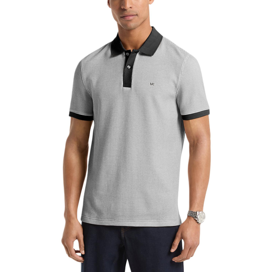 MICHAEL KORS Polo Shirts Men's Black Polo Collar Moderate Straight Fit