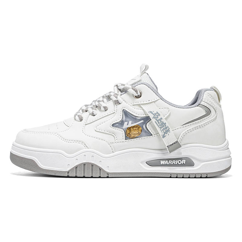 Warrior Cushioning Coverage Balance Abrasion Resistant Low top Skateboard Shoes Men's White Gray