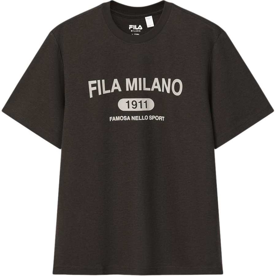 FILA MILANO T Shirts Men's Dark Brown Earth Tone Crew Neck Moderate