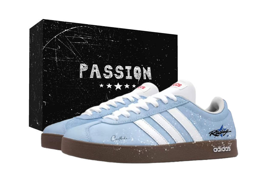 Adidas Adidas VL COURT 2.0 Light Blue NearLink Box Cushioning Abrasion Resistant Low top Skateboard Shoes Unisex White Blue