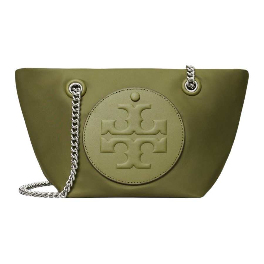 TORY BURCH Ella Fabric, Synthetic Leather Crossbody Bags Small Women's Khaki Green