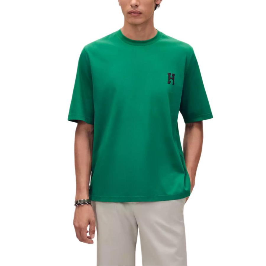 HERMES T Shirts Men's Mint Green Crew Neck Moderate