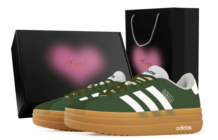 Adidas Adidas VL Court Bold Forest Milk Cake, Heart Box Slip Resistant Abrasion Resistant Low top Skateboard Shoes Women's