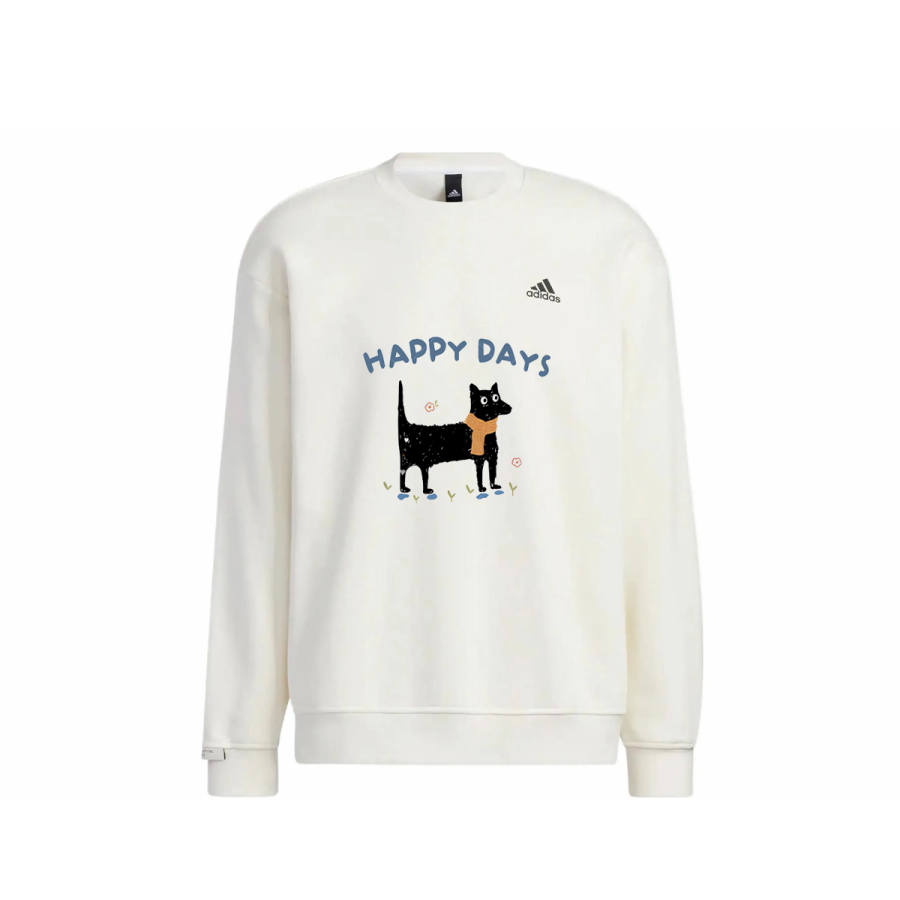 Adidas Adidas LABEL Sweatshirts Unisex Cute Pet Design Holiday Crew Neck Moderate Regular