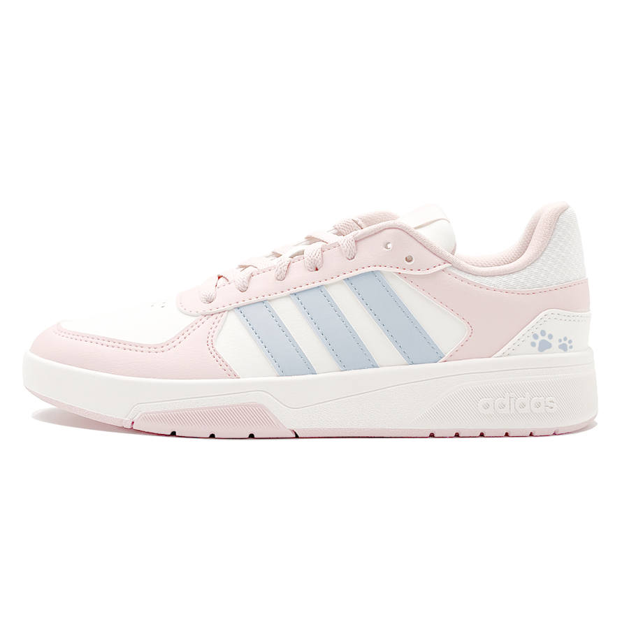Adidas Adidas COURTBEAT Pink Cute Cat Paw Synthetic Leather Slip Resistant Cushioning Abrasion Resistant Low top
