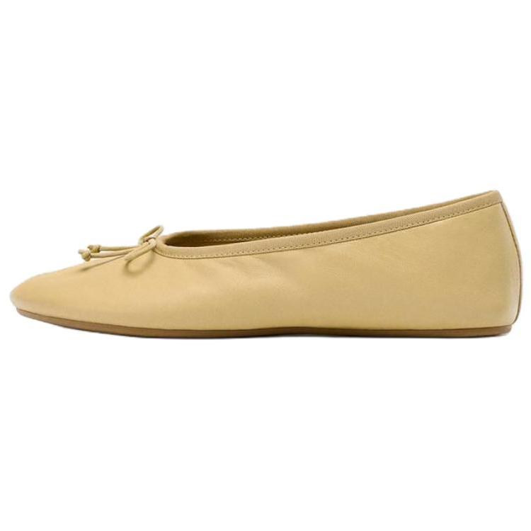 ZARA Sheepskin Casual Shoes 1CM Women's Sandy Brown