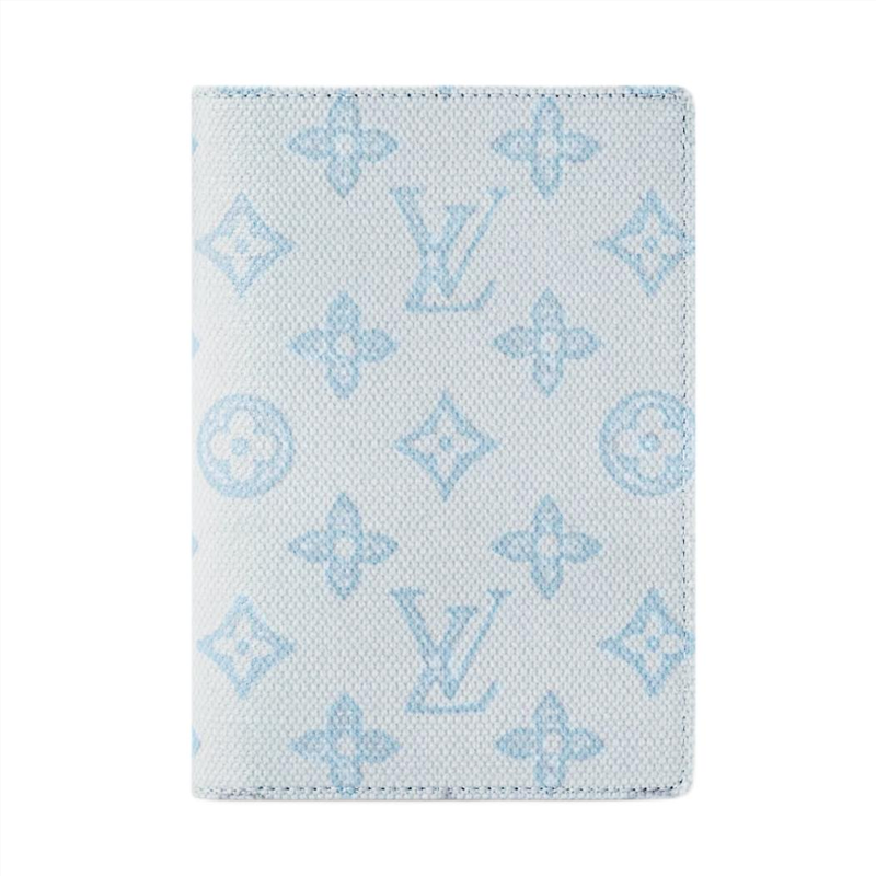 LOUIS VUITTON Monogram 130 Coated Canvas Passport Holder Extra Large Women's Blue