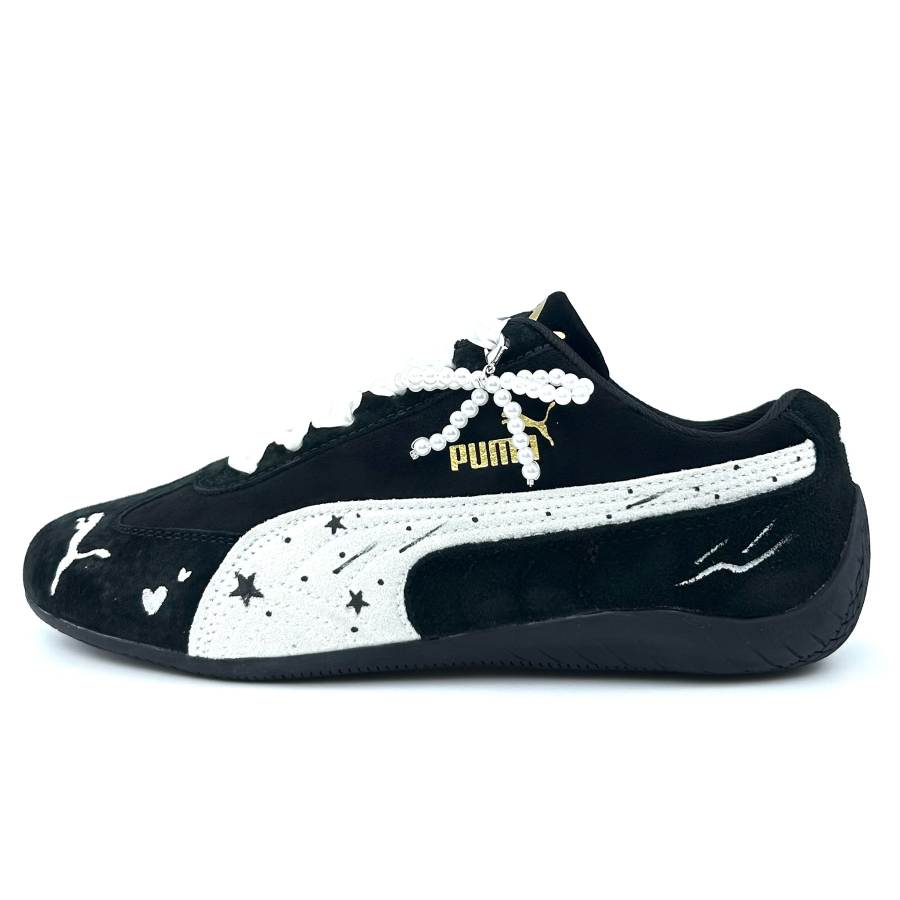PUMA Speedcat Spring Summer Thin Sole Shoes, Comfortable Lightweight Breathable Low top Casual Shoes Unisex Black White