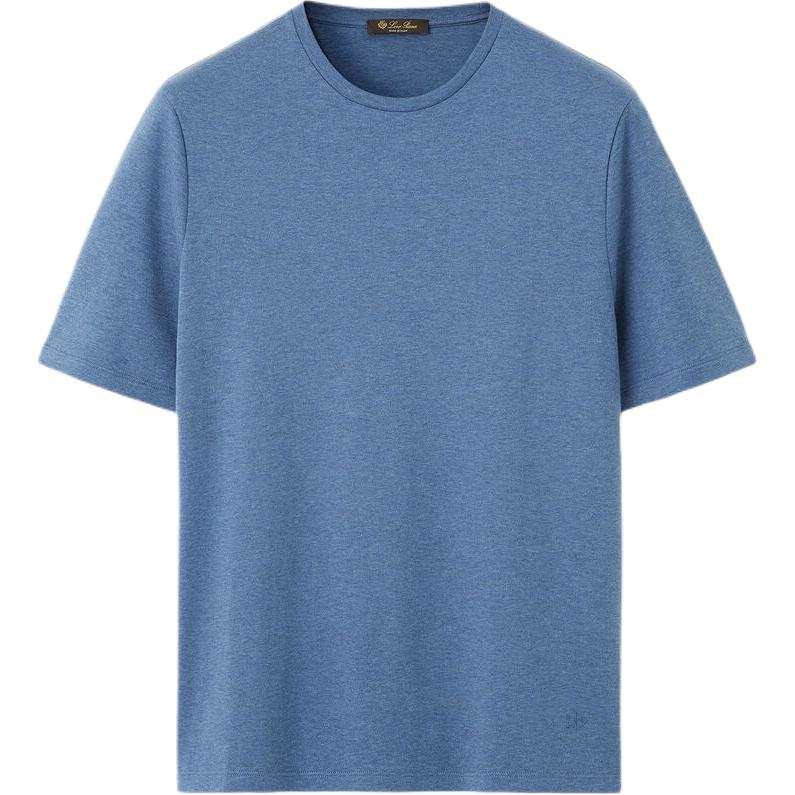 Loro Piana T Shirts Men's Blue Crew Neck Moderate Straight Fit
