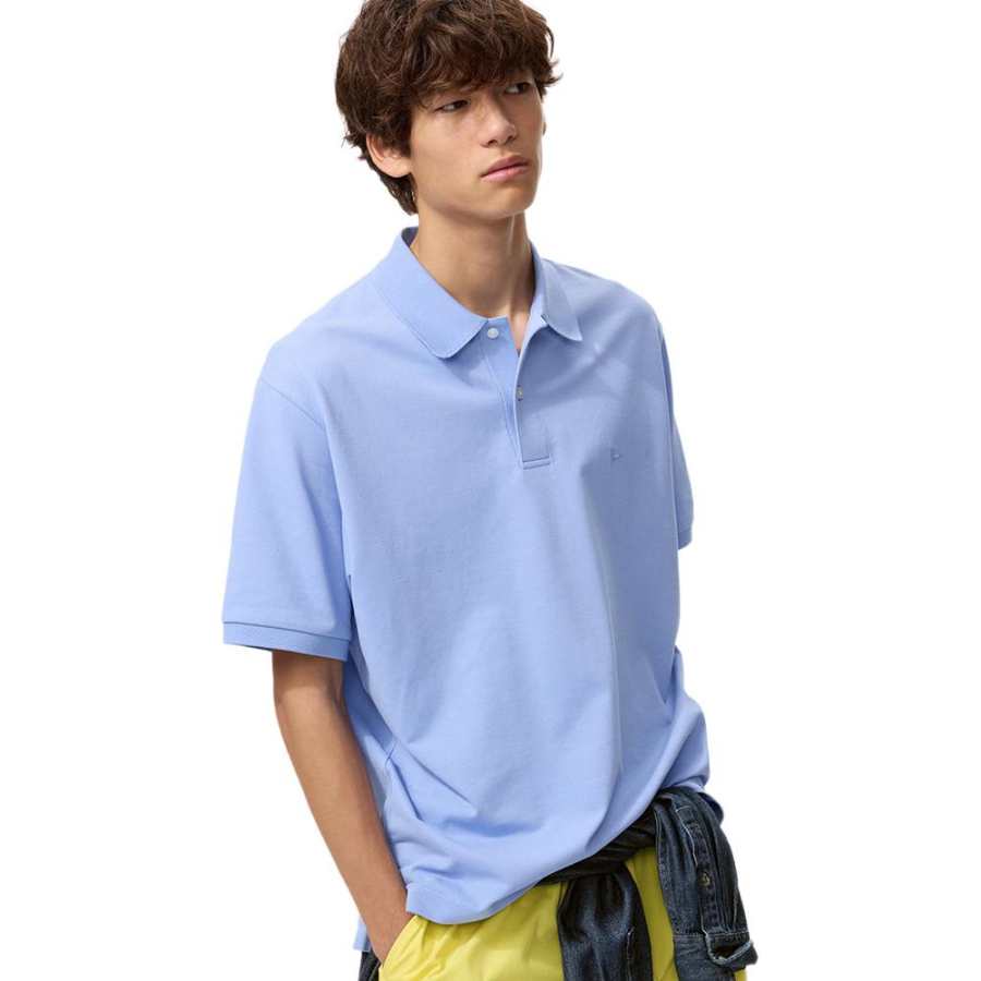 UNIQLO Polo Shirts Unisex Sky Blue Lapel Moderate