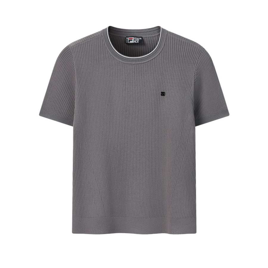 FILA WHITE T Shirts Women's Dome Gray Crew Neck Moderate
