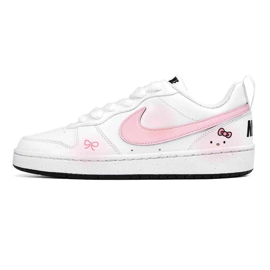 Nike Nike Court Borough Steam Rose, Shy Kitten Abrasion Resistant Low top Skateboard Shoes White Pink Teenagers