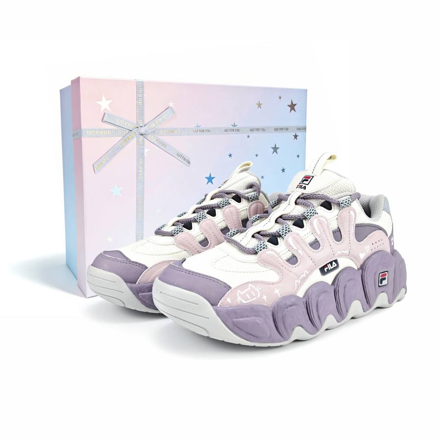 FILA Croissant Glutinous Cat Trail, Box Cushioning Abrasion Resistant Breathable Low top Chunky Sneakers
