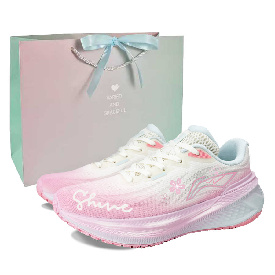 Li-Ning Li Ning My Leap 3.0 Fabric Cushioning Breathable Slip Resistant Low top Casual Running Shoes Women's Pink