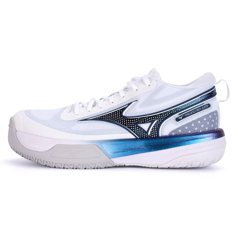 Mizuno NEO JUMP Cushioning Slip Resistant Abrasion Resistant Low top Volleyball Shoes Unisex Silver Wing White