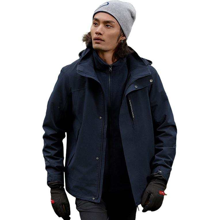 NORTHLAND Waterproof And Windproof Windbreaker Jacket Men's Solid Color 3 in 1 Fleece Liner