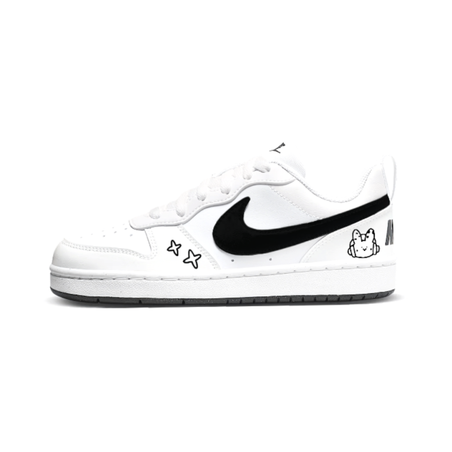 Nike Nike Court Borough Peach Bunny Low top Kids' Skateboarding Shoes Black White Teenagers