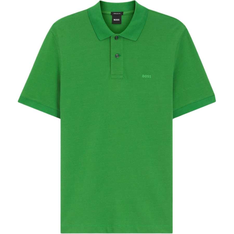 HUGO BOSS Polo Shirts Men's Green Polo Collar Moderate Straight Fit