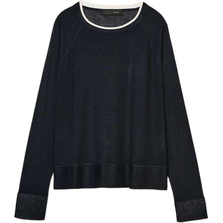 ZARA Knitwear Women's Sea Blue Crew Neck Moderate