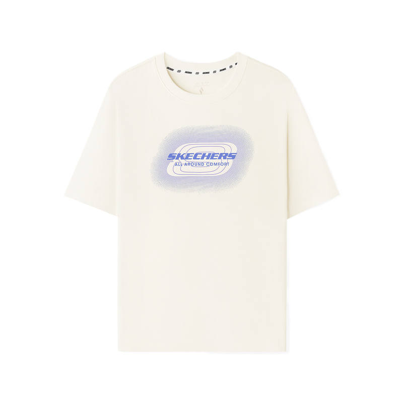 Skechers T Shirts Unisex Marshmallow White 0074 Crew Neck Moderate
