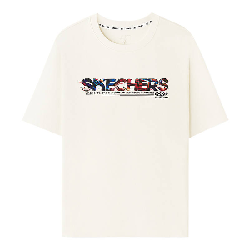 Skechers T Shirts Men's Marshmallow White 0074 Crew Neck Moderate