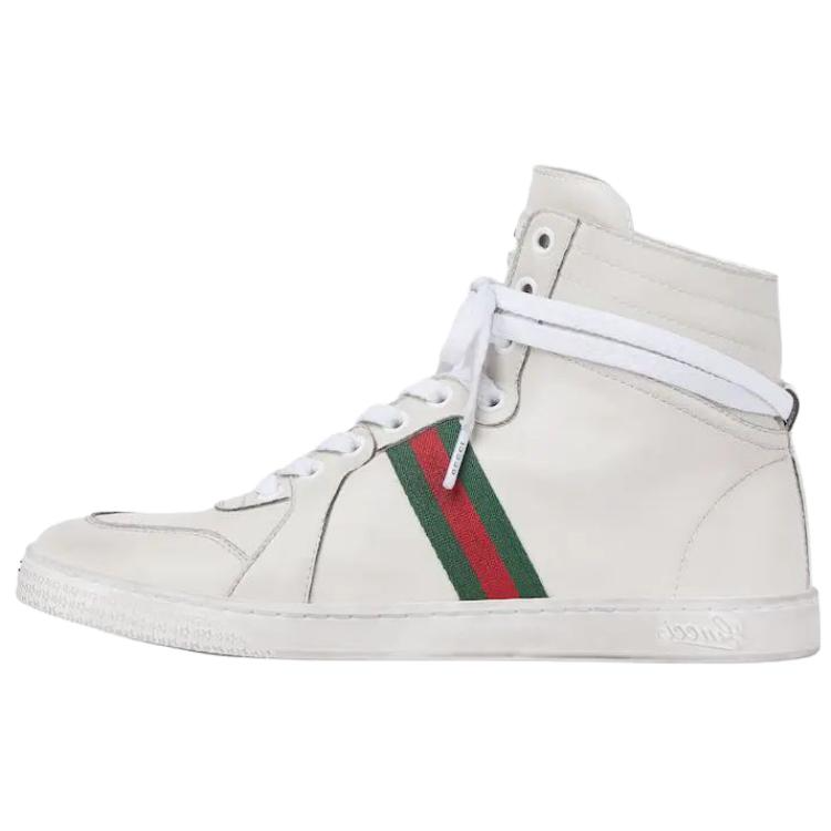 GUCCI Stretch Sheepskin High top Skateboard Shoes Women's White