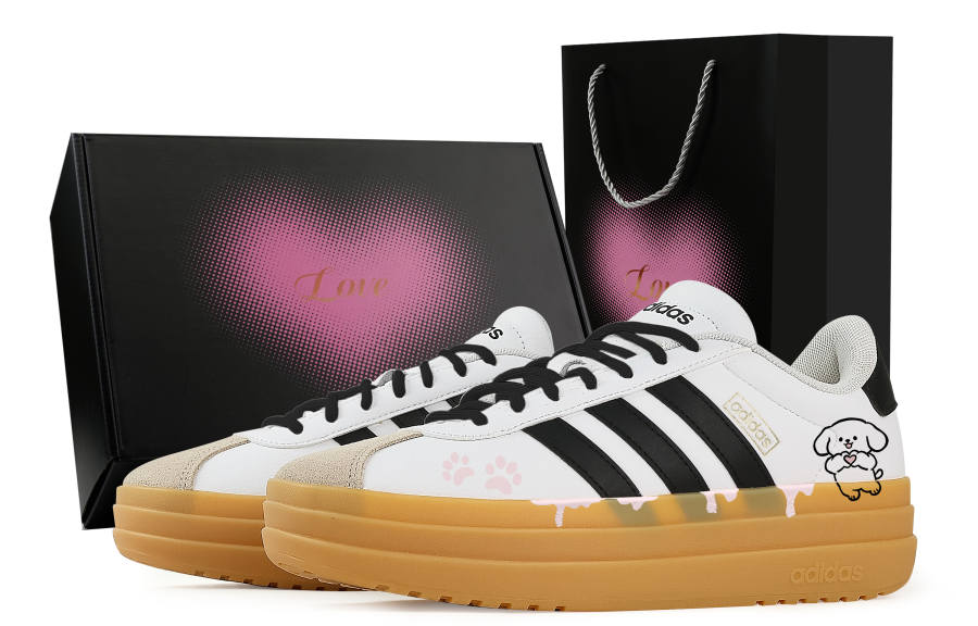 Adidas Adidas VL Court Bold Milk Bun, Heart Box Abrasion Resistant Slip Resistant Low top Skateboard Shoes Women's White