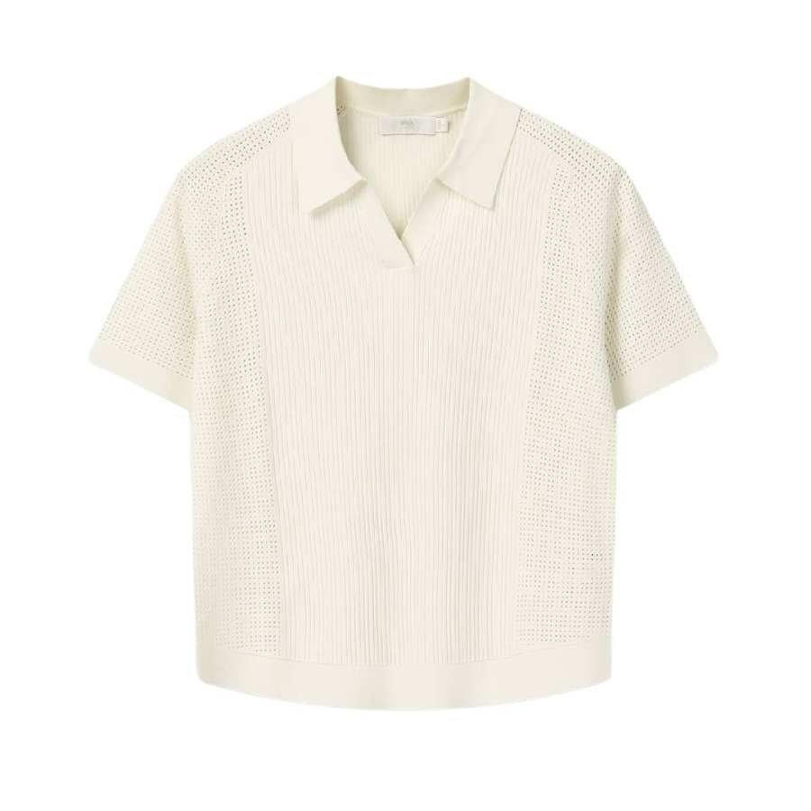 FILA MILANO Knitwear Women's Cotton Candy White IV Lapel Moderate Straight Fit