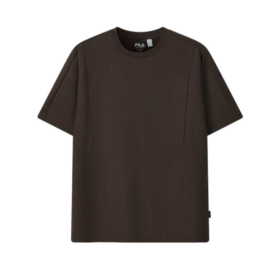 FILA MILANO T Shirts Men's Dark Brown Earth Tone Crew Neck Moderate
