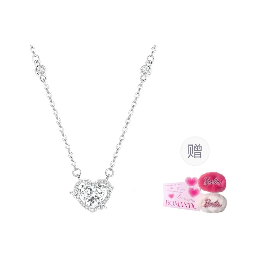 Barbie 999 Fine Silver Synthetic Cubic Zirconia Necklaces Women's