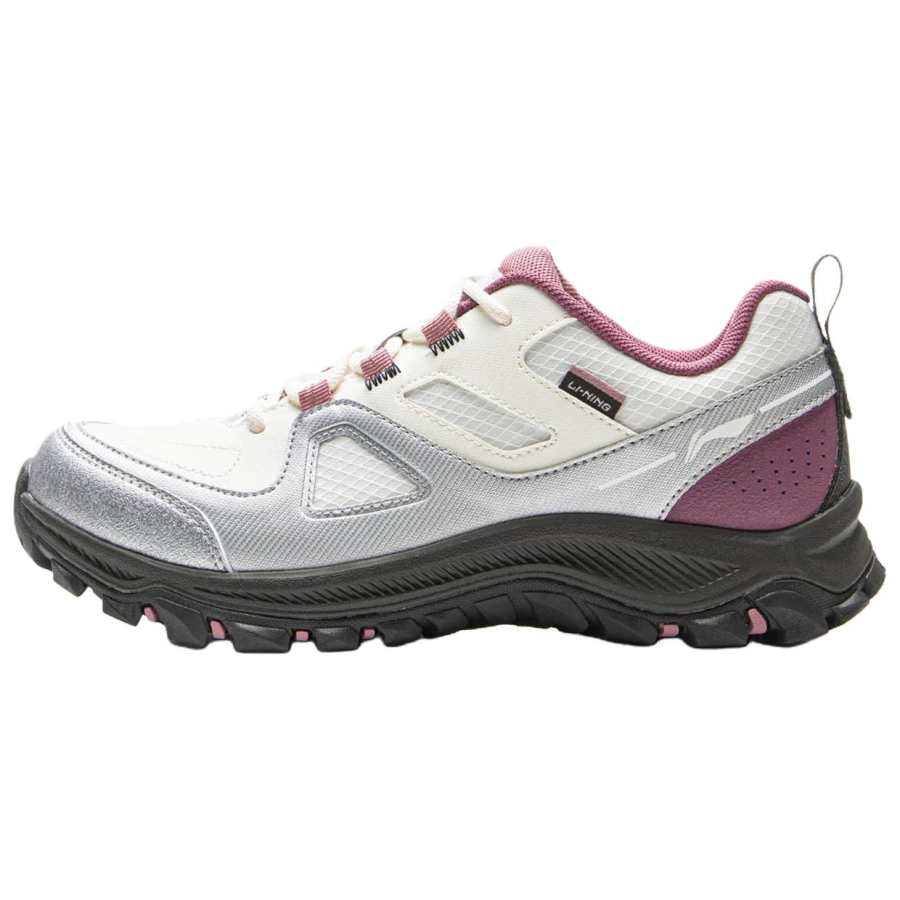 Li-Ning Li Ning Sports Life Collection Synthetic Leather Breathable Low top Casual Shoes Women's Ivory/Silver