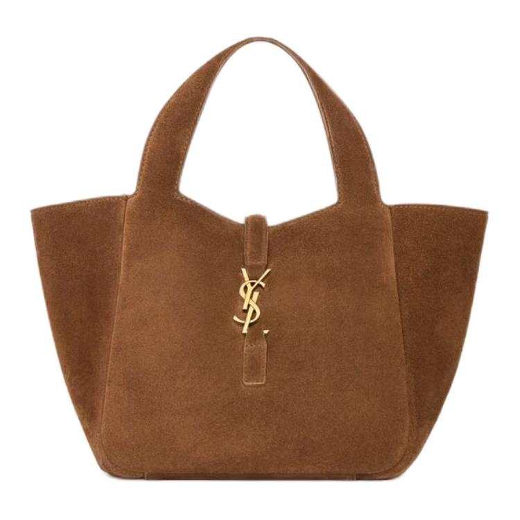 SAINT LAURENT Le 5 A 7 Cow Leather Handbag Women's Brown