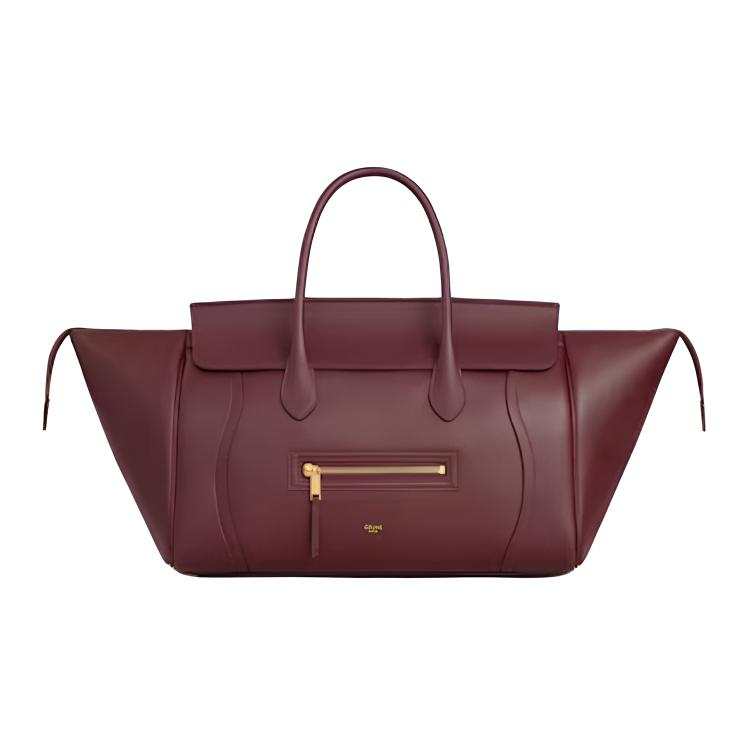 CELINE Luggage Cow Leather One Shoulder Handbag Women's Burgundy