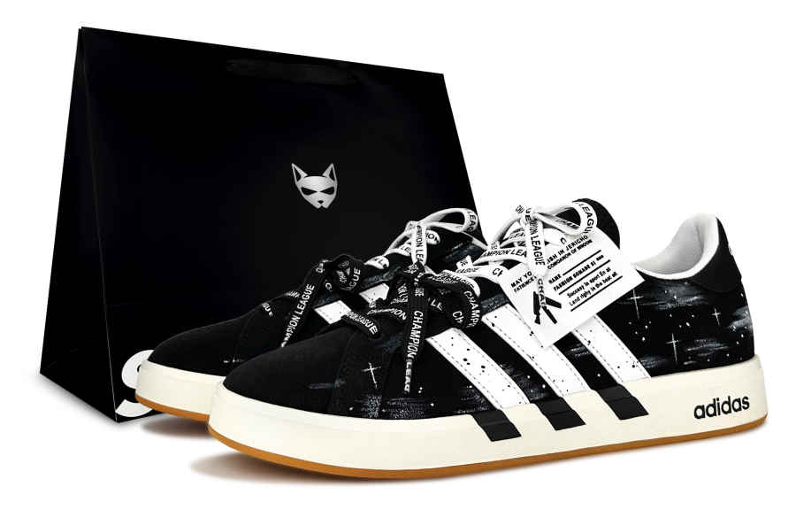 Adidas Adidas Grand Court Base 00s The Cosmic Order, Shimmery Cat Low top Skateboard Shoes Unisex Black White