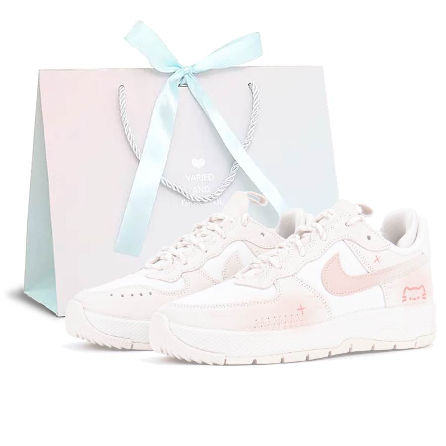 Nike Nike Air Force 1 Cute Pink Cat Suede Abrasion Resistant Slip Resistant Low top Skateboard Shoes Women's Pink