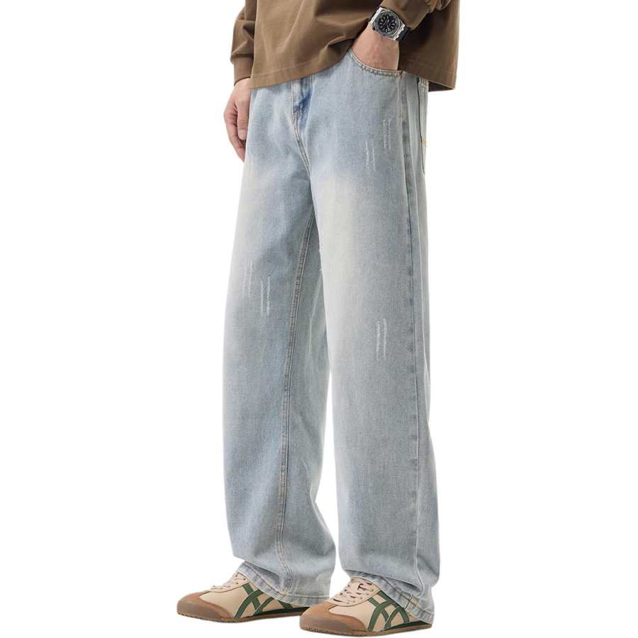 Tonlion Jeans Unisex Moderate Wide Leg Pants