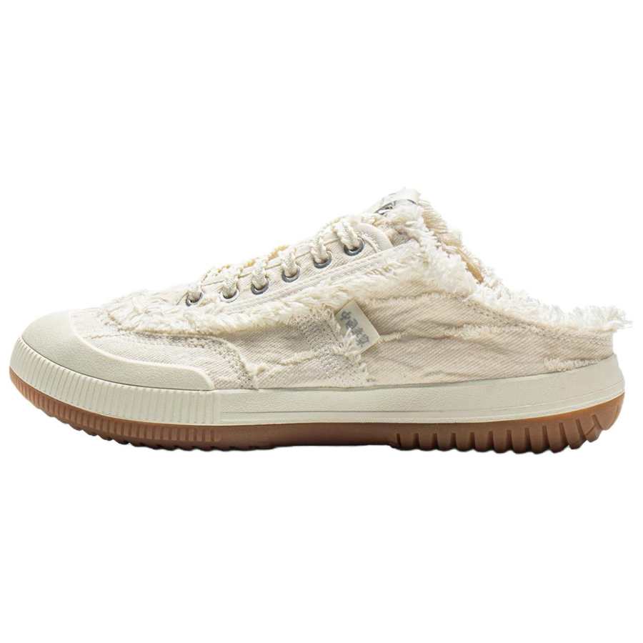Li-Ning Li Ning Rubber Sole Abrasion Resistant Closed Toe Slippers Women's Ecru